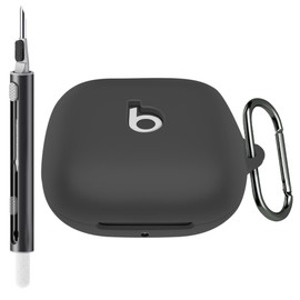 Seltureone Compatible with Beats Powerbeats Pro 2 Case with Cleaning Kit and Carabiner, Soft Silicone Protective Case Cover Compatible with Powerbeats Pro 2 - Jet Black