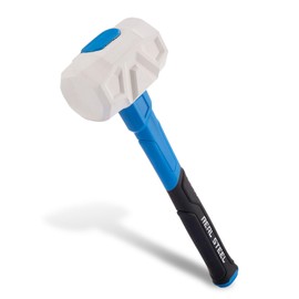 Real Steel Rubber Mallet 32 OZ White Rubber Hammer with Soft Head for Flooring, Woodworking, Camping, Automotive