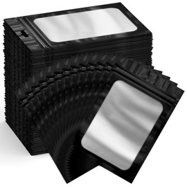 Funfery 300 Pack Resealable Bags for Food Storage,4x6 inch Black Mylar Clear Bags Packaging Bags for Edibles,Odorless Scent Proof Bags for Cookies,Zipper Foil Pouch Bags for Small Business