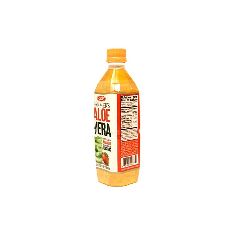 OKF Farmer's Aloe Vera Drink, Mango, 16.9 Fluid Ounce (Pack