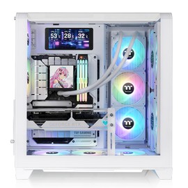 Thermaltake View 390 Air; Mid Tower; 2x120mm CT Fans Included; 360mm Radiator Support; 420mm GPU Clearance; Hidden Connector Support; Rotatable PCIe Slots; 200mm PSU Clearance; Snow; CA-11F-00M6WN-00