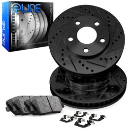 R1 Concepts Rear Brake Kit For 2020-2022 Acura RDX| Drilled Slotted Brake Rotors| Ceramic Brake Pads and Rotors Kit| Hardware included