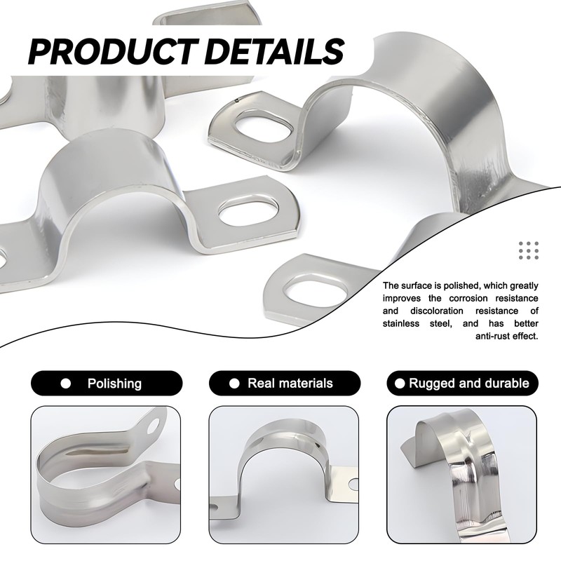 Wohlstand 50 pieces stainless steel pipe clamp, U-shaped pipe clamp,