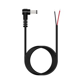 Fancasee 6 ft Replacement 5.5mm x 2.5mm 90 Degree Right Angle DC Power Male Plug Jack to Bare Wire Open End Pigtail Power Cable Cord for DC Power Supply Cable Repair