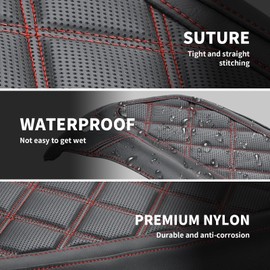 Saddlebag Lid Covers for Harley, Protective Saddle Bag Lid Bra Compatible with 2014-2023 Touring FL Models, for Road Glide Electra Glide Road King Street Glide and Tri Glide Models, Red Stitching