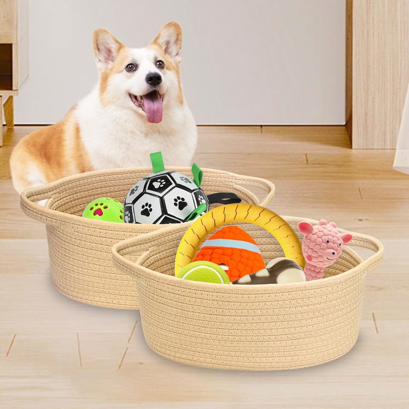 ABenkle Small Woven Easter Basket with Handle, 12x8x5 inches, Durable