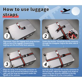 Suitcase Strap with Lock, Cross Suitcase Strap with Combination Lock, Eye-catching Suitcase Strap with Name ID, Packing Straps, Solid Suitcase Webbing (Red and Green)