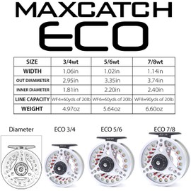 MAXIMUMCATCH Maxcatch ECO Fly Reel Large Arbor with Diecast Aluminum Body Fly Fishing Reel(3/4wt 5/6wt 7/8wt)