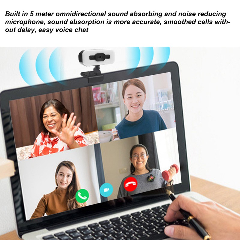 2K Web Camera Automatic Focusing 1080p with LED Light Computer