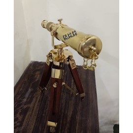 Nautical Replica Hub Brass & Brown 9 Inch Manual Focus Beginner Telescope, Home Decor, Gift, Adults