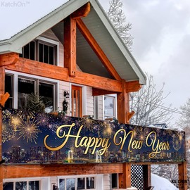KatchOn, Large Happy New Year Banner 2024-120x20 Inch, Happy New Year Yard Sign | New Years Banner for New Years Decorations 2024 | New Years Eve Party Supplies 2024 | Happy New Year Decorations 2024