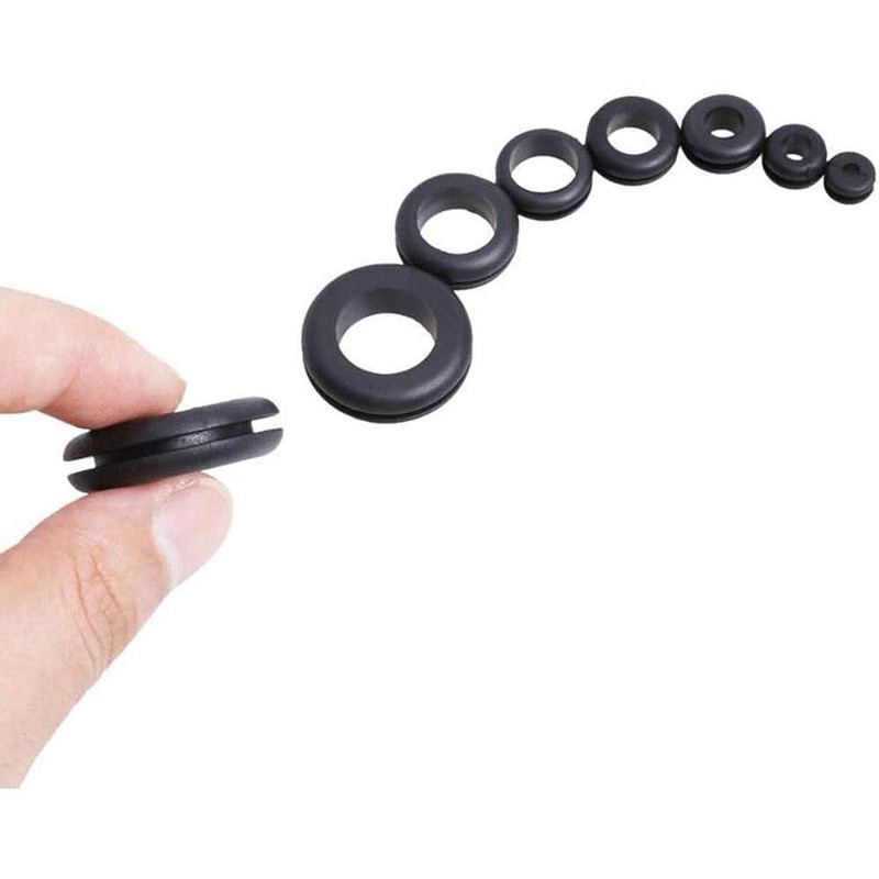 Litensh 125pcs Black Rubber Grommet Assortment Kit, Electrical Grommets Wire