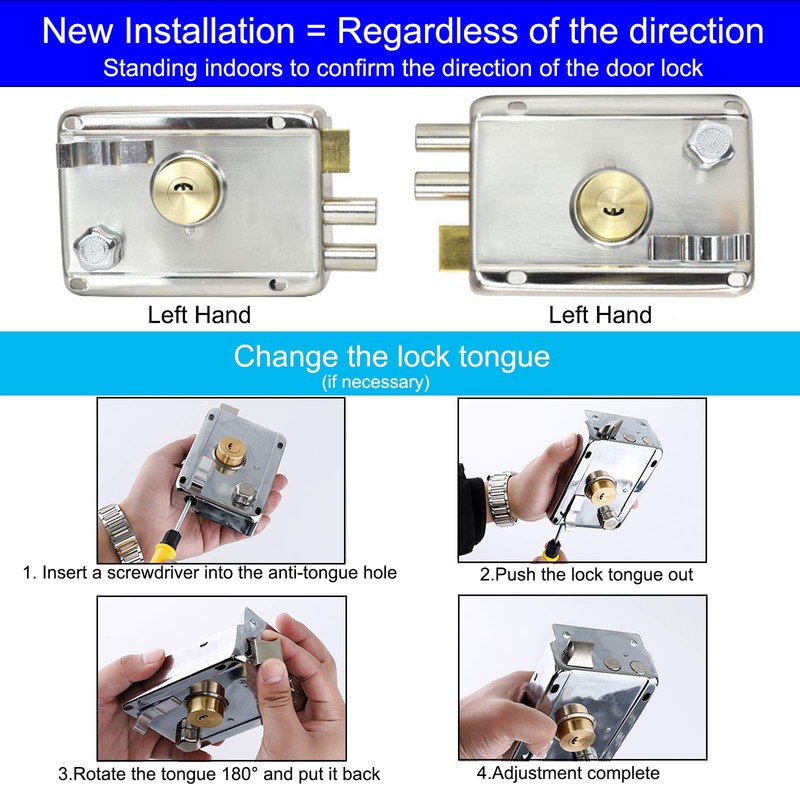 Sipery Door Lock Sets Stainless Steel Cylinder Door Rim Lock