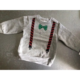 Carter's NWT Carters Boys Christmas holiday Sweatshirt 18 Months suspender bow tie 24m