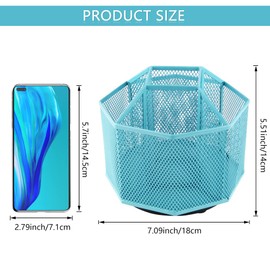 La Desire Rotating Pencil Holder, 360 Degree Rotate Desk Mesh Pen Holder, Desk Organizer with 5 Compartments Pen Caddy Holders, Spinning Stationary Storage Organizer Sorter Pencil Pot