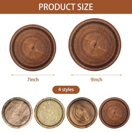 YYBD 40Pcs Disposable Paper Plates Wood Grain Plates 9in Round Dinner Plates Farmhouse Rustic Wooden Tree Tableware for Lumberjack Camping Hunting Theme Dining Picnic BBQ Vintage Country Table Setting