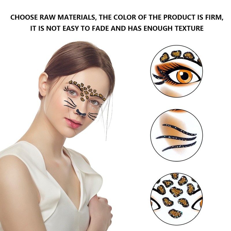 Pack of 2 Cheetah Print Face Stickers Leopard Print Tattoos