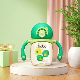 YOHKOH Baby Sippy Cup with Weighted Straw, PSU Learning Cup, No Spill, Sippy Cup for Toddlers 4-6 Months, Soft Spout Transition Sippy Cups with Handles (170ml, Green)