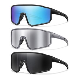 Unisex Sporty Large Frame Sunglasses, Outdoor Sports Sunglasses, Fashionable Sunglasses for Men & Women, Travel Accessories - Color: set4, Size: one-size