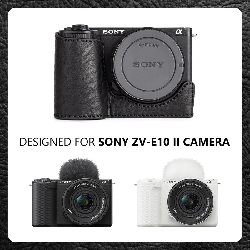 MUZIRI KINOKOO Sony ZV-E10 II Case, Vintage Textured Genuine Leather