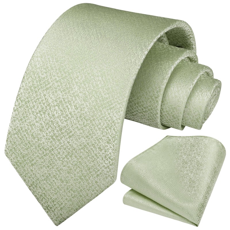 HISDERN Men's Tie Handkerchief Plain Tie & Pocket Square Set