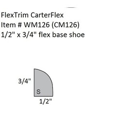 FlexTrim #WM126: 1/2" x 3/4" Flexible Base Shoe molding - 8' feet Long