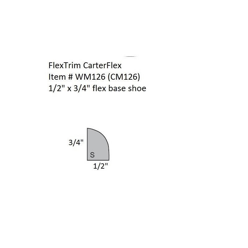 FlexTrim #WM126: 1/2" x 3/4" Flexible Base Shoe molding -