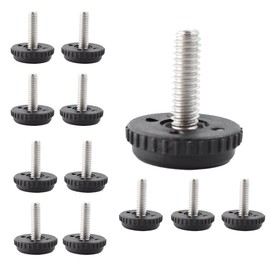 bociloy 12pcs Adjustable Leveling Feet, 5/16”-18 Screw in Threaded Leveling Furniture Legs Pads Glides, Stainless Steel Adjustable Furniture Levelers for Cabinets Sofa Tables Chairs, Black