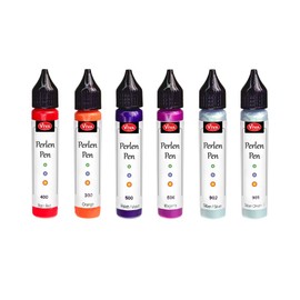Viva Decor Perlen Pen 6 x 28 ml (Set Sunset) Machine Washable, Dimensionally Stable Fabric Paint for Lines & Dots. 3D Liner Pearl Pen Textile Pens T-Shirt Marker Bead Pen Fabric Paint