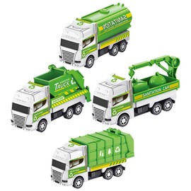 Totority 4pcs Babies Toys Boy Toddler Toys Plastic Models Kids Toy Garbage Truck Toy for Boy Trash Truck Model for Kids Simulation Garbage Truck Toys Friction Powered Garbage Car Mini