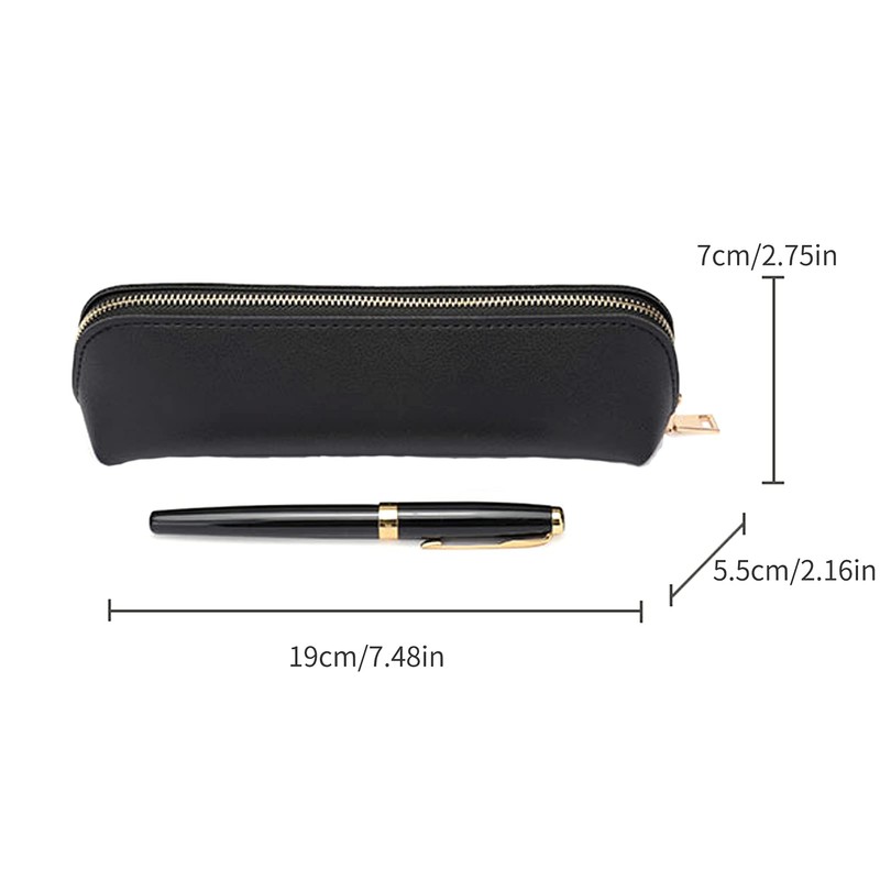Fyore Leather Pencil Case Slim Design Pen Bag with Metallic