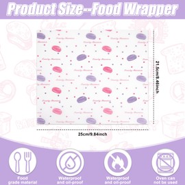 BUENTYA 100 Pcs Greaseproof Paper Sheets Food Grade Wrap Paper Waterproof Wax Paper Sheets Food Basket Liners Sandwich Wrappers Baking Paper for Fries Bread Burger Gift Wrapping Baking (25x21.5cm)