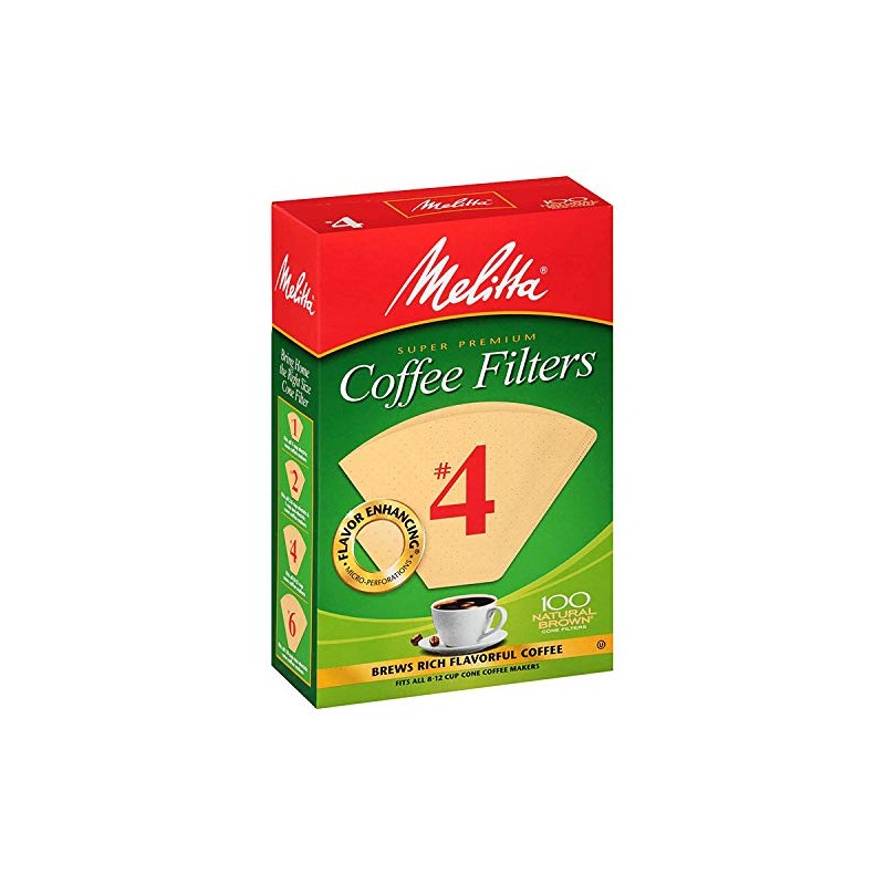 Melitta 624602 #4 8 To 12 Cup Natural Brown Cone