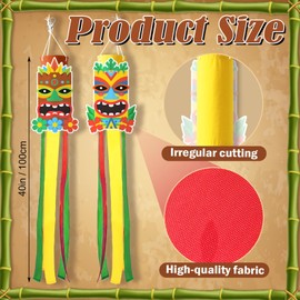 2 Pcs Tiki Hawaiian Windsocks Decoration, 40 Inch Tiki Luau Tropical Windsock Tiki Decorations Outdoor (Tiki)