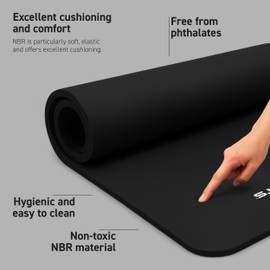 MSPORTS Thick Yoga Mat Non Slip – Extra Comfortable Exercise Mat for Home Workouts, Pilates, Stretching & Gym – Cushioned NBR Foam, Yoga Mat with Strap, for Women & Men (Black, 74.5 x 24 x 0.6 in)