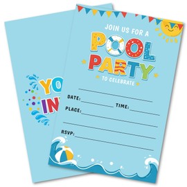 WENFLY Pool Party Invitation Cards, Summer Swimming Party for Birthday