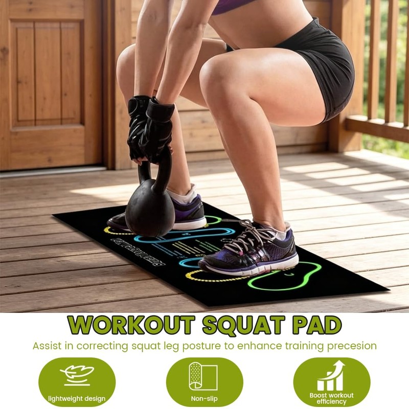 Squat Mat with Foot Position, 31.5" x 13.8" Non-Slip Exercise