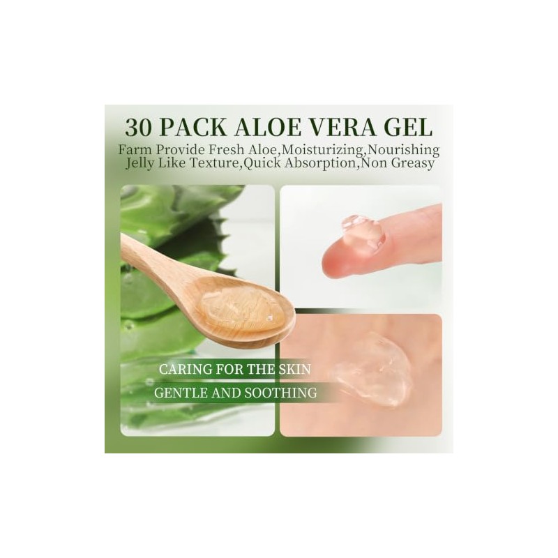 30 Pack Aloe Vera Gel - 99% Pure & Soothing