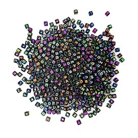 800 abalorio de acrílico de cubeta negro de 6 x 6 mm con letras del alfabeto A-Z con forma de plástico mixta, abalorio sueltas para hacer joyas, pulseras, collares, llaveros (color negro)