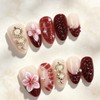 Red French Tip Press on Nails Short Almond Fake Nails