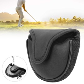 Golf Club Head Covers, Putter Head Cover Mallet Putter Cover Golf Headcovers Golf Club Covers Blade Protection Guard Semicircle PU Leather Guard Waterproof Protector Case for Male Female Golfer(Black)