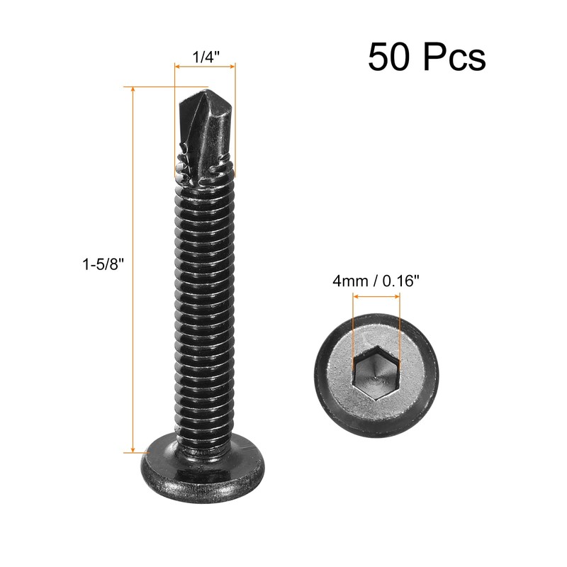 uxcell Hex Socket Self Tapping Screws, 1/4 x 1-5/8" 410