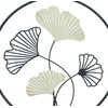 FRANK FLECHTWAREN Wall Decoration Ginkgo Metal Matt Black Wood Whitewashed