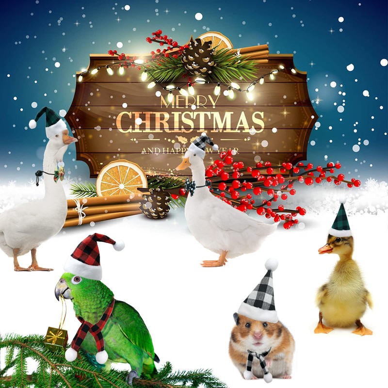 CooShou 12Pcs Christmas Pet Chicken Hat Scarf Bowtie Set Mini