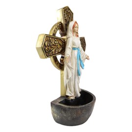Ebros Gift Virgin Mother Mary Madonna Our Lady of Grace Wall Mounted Or Desktop Dresser Plaque Holy Water Font Catholic Church Themed Religious Sacrament Accent Decor Figurine Decorative Sculpture