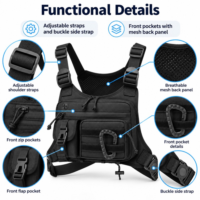 Men's Tactical Chest Bag for Outdoor Activities – Adjustable Shoulder