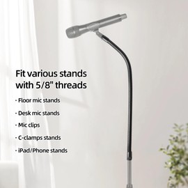 yinyu Microphone Flexible Gooseneck Hose Arm for Microphone - Mic Stand Mount Extension Tubes with Universal 5/8-27" Thread (Black, 19 INCH)