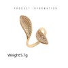 Crystal Leaf Statement Ring for Women Shiny Cubic Zirconia Wrap