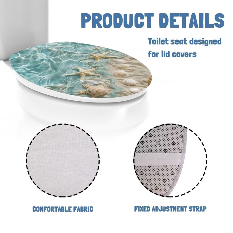 Flashideas Starfish Shell Toilet Lid Cover Soft Plush Seat Bathroom