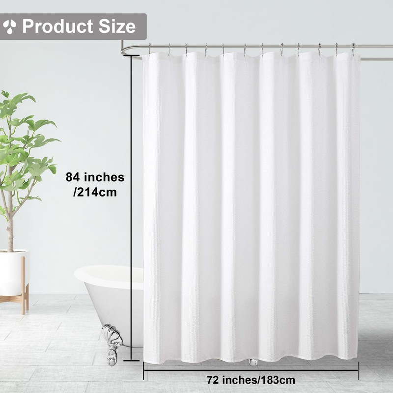 OVZME Berry White Extra Long Shower Curtain 72 x 84